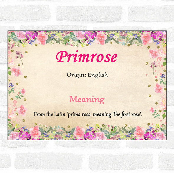 Primrose Name Meaning Floral Certificate