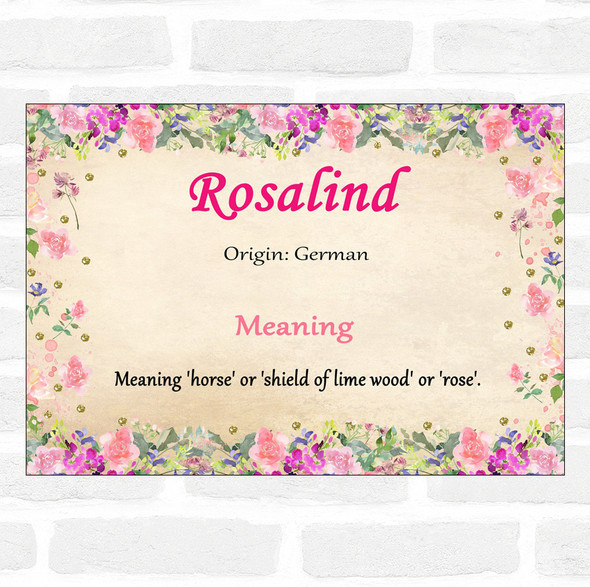 Rosalind Name Meaning Floral Certificate