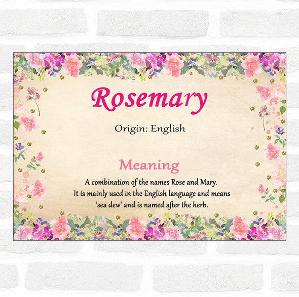 Rosemary Name Meaning Floral Certificate