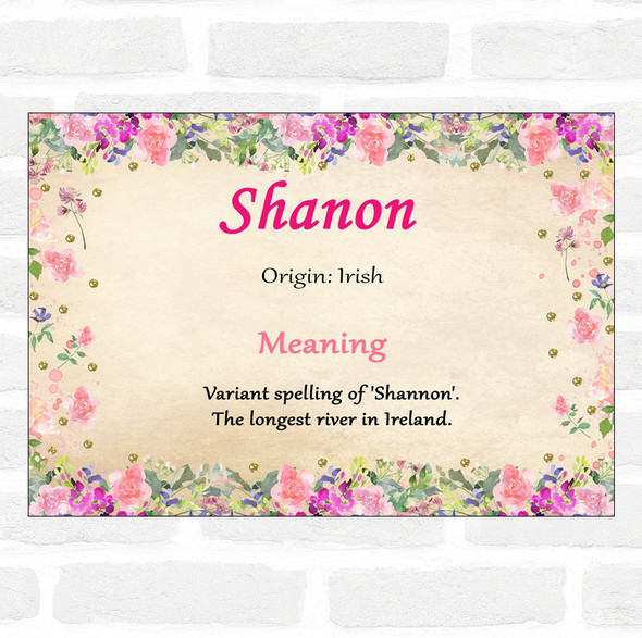 Shanon Name Meaning Floral Certificate