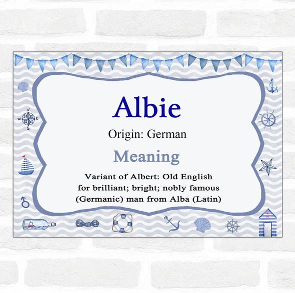Albie. Name Meaning Nautical Certificate