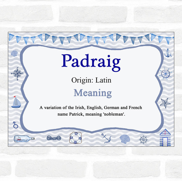 Padraig Name Meaning Nautical Certificate