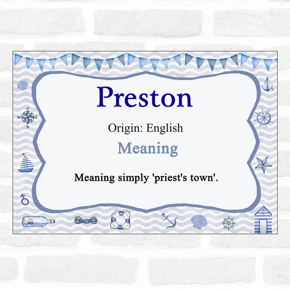 Preston Name Meaning Nautical Certificate