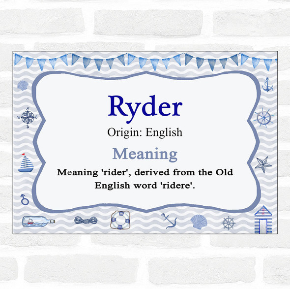 Ryder Name Meaning Nautical Certificate