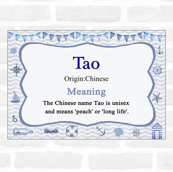 Tao. Name Meaning Nautical Certificate