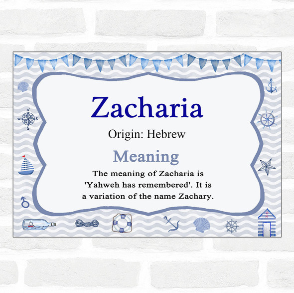 Zacharia Name Meaning Nautical Certificate