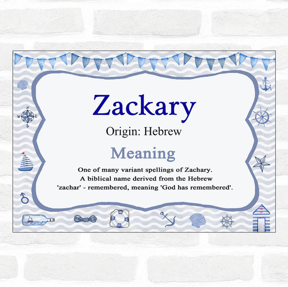 Zackary Name Meaning Nautical Certificate