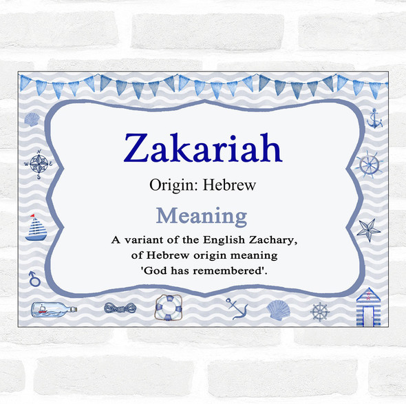 Zakariah Name Meaning Nautical Certificate