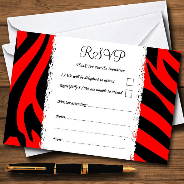 Red Zebra Print RSVP Cards