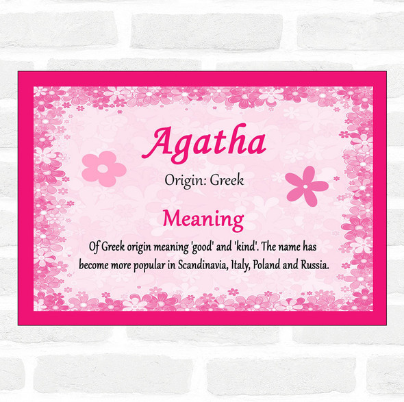 Agatha Name Meaning Pink Certificate