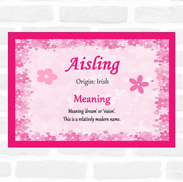 Aisling Name Meaning Pink Certificate