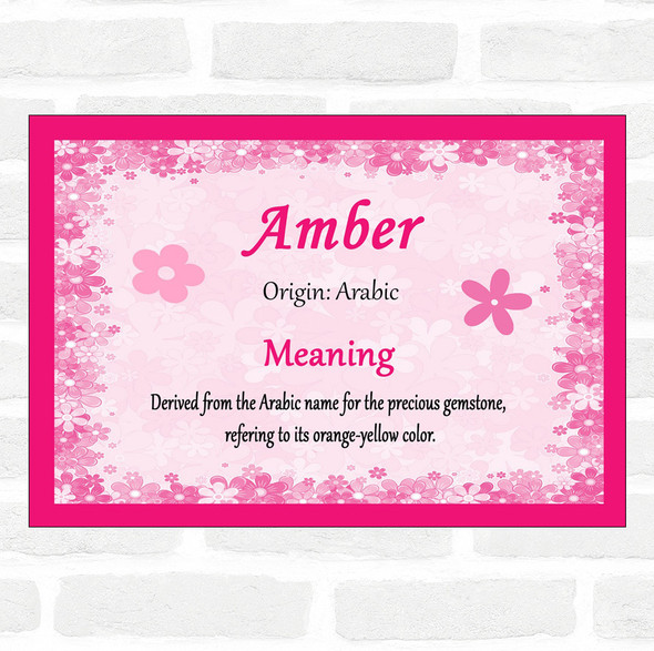 Amber Name Meaning Pink Certificate
