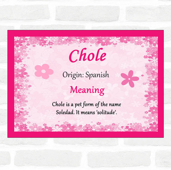 Chole Name Meaning Pink Certificate