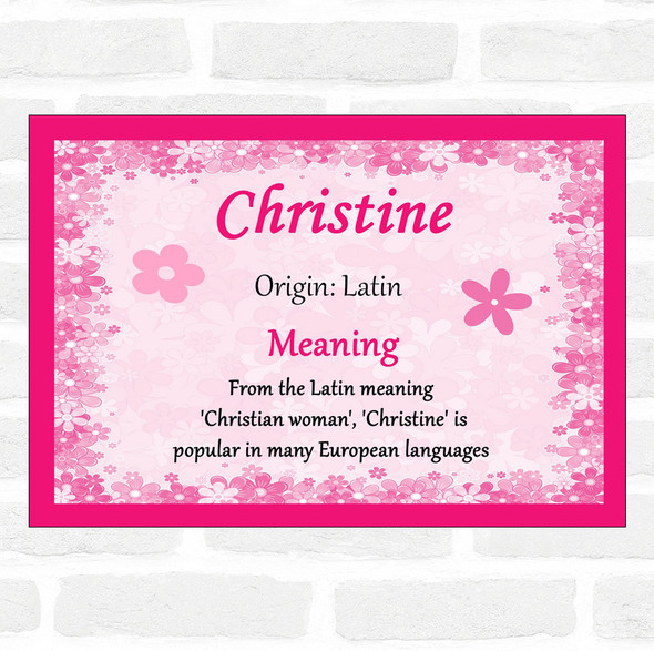 Christine Name Meaning Pink Certificate