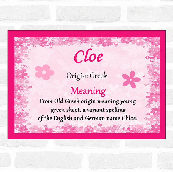 Cloe Name Meaning Pink Certificate
