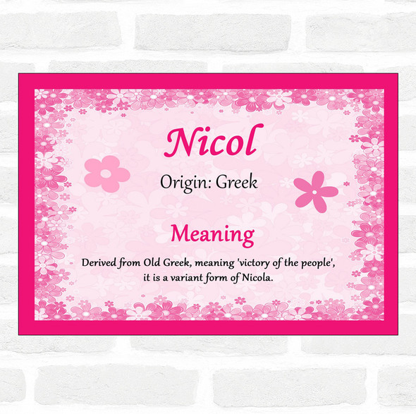 Nicol Name Meaning Pink Certificate