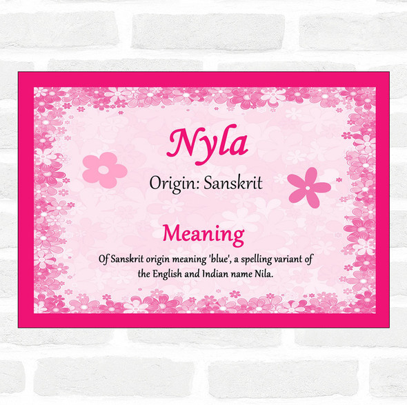 Nyla Name Meaning Pink Certificate
