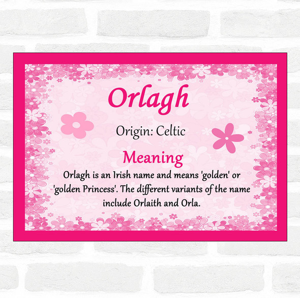 Orlagh Name Meaning Pink Certificate