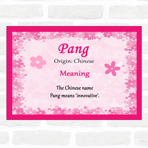 Pang Name Meaning Pink Certificate