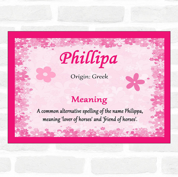 Phillipa Name Meaning Pink Certificate