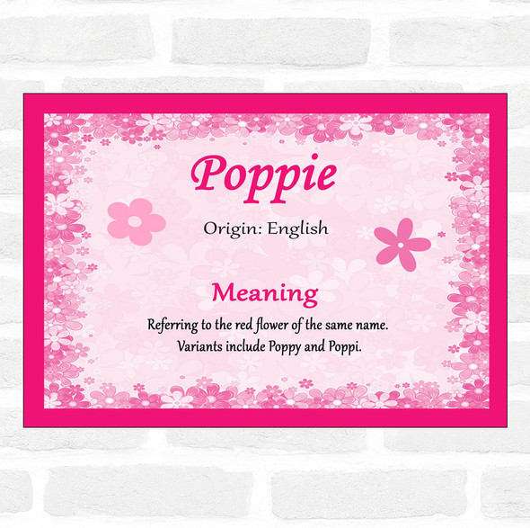 Poppie Name Meaning Pink Certificate