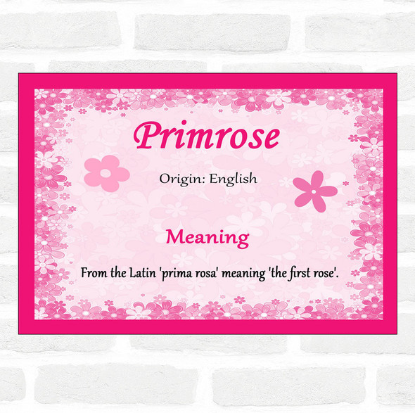 Primrose Name Meaning Pink Certificate