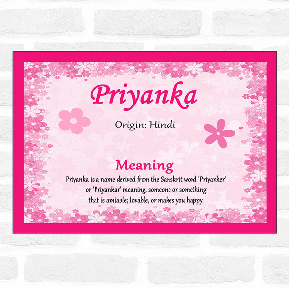 Priyanka Name Meaning Pink Certificate