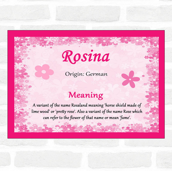 Rosina Name Meaning Pink Certificate