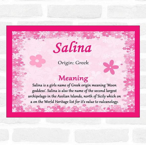 Salina Name Meaning Pink Certificate