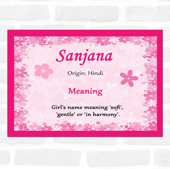 Sanjana Name Meaning Pink Certificate