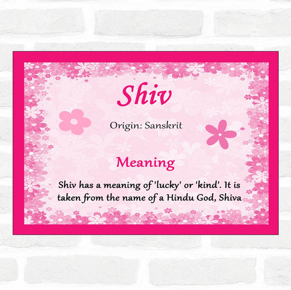 Shiv Name Meaning Pink Certificate