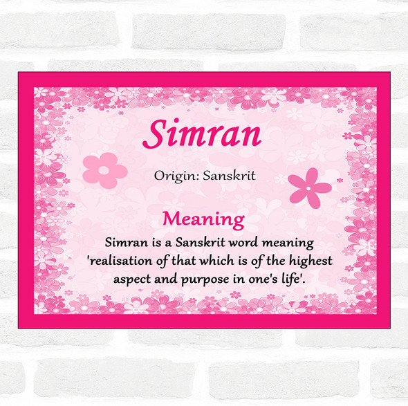 Simran Name Meaning Pink Certificate