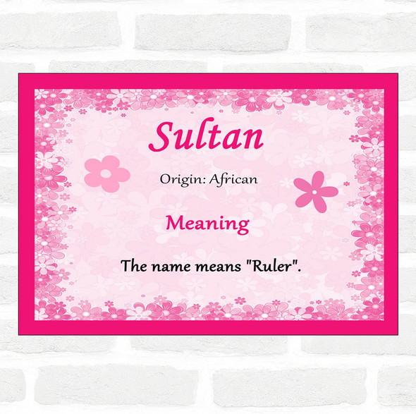 Sultan Name Meaning Pink Certificate
