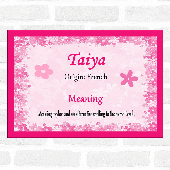 Taiya Name Meaning Pink Certificate