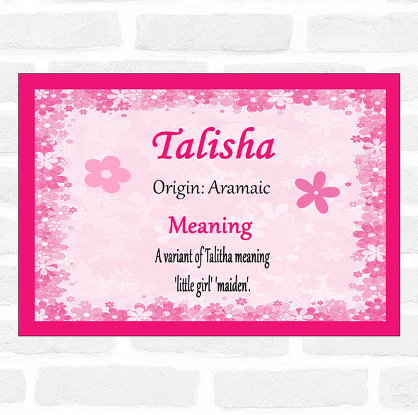 Talisha Name Meaning Pink Certificate