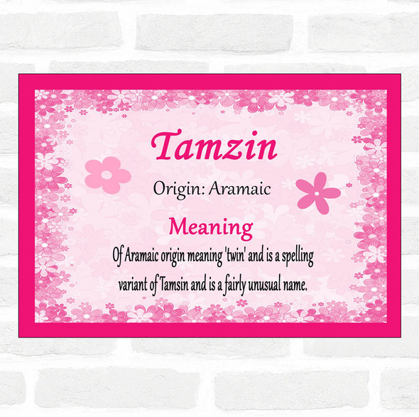 Tamzin Name Meaning Pink Certificate