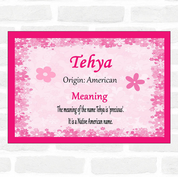 Tehya Name Meaning Pink Certificate