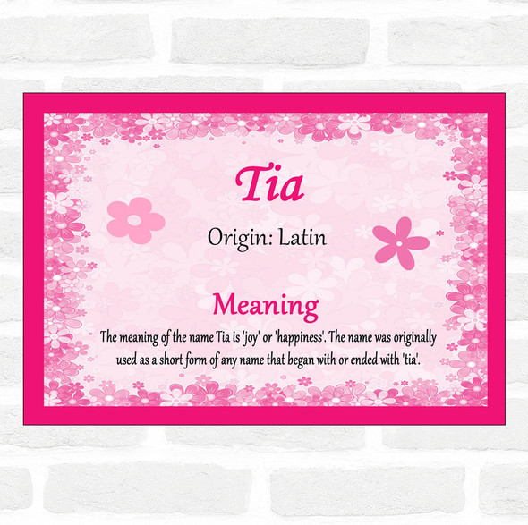 Tia Name Meaning Pink Certificate