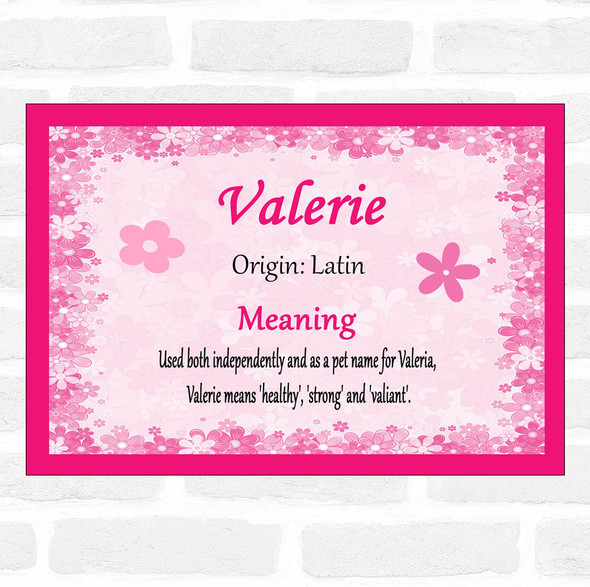 Valerie Name Meaning Pink Certificate