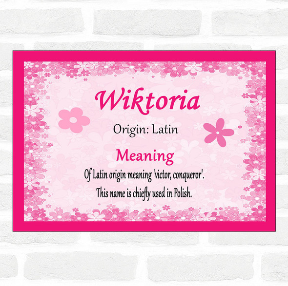Wiktoria Name Meaning Pink Certificate