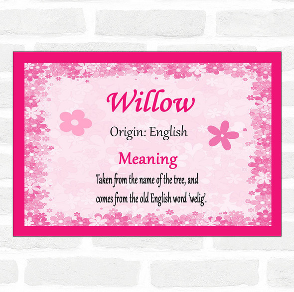 Willow Name Meaning Pink Certificate
