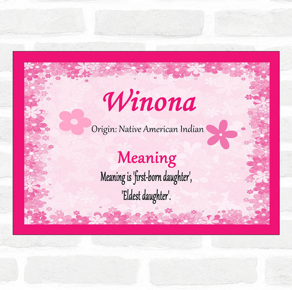 Winona Name Meaning Pink Certificate