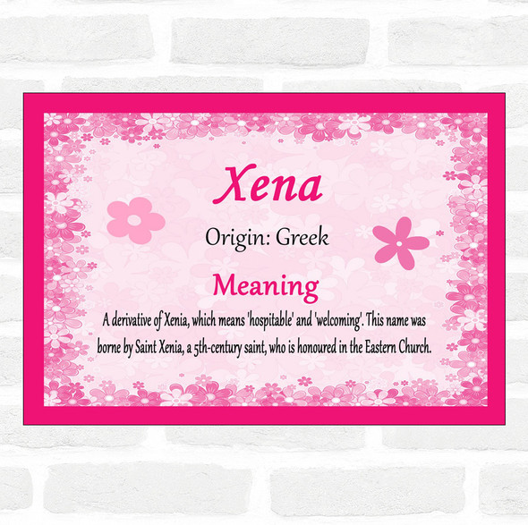 Xena Name Meaning Pink Certificate