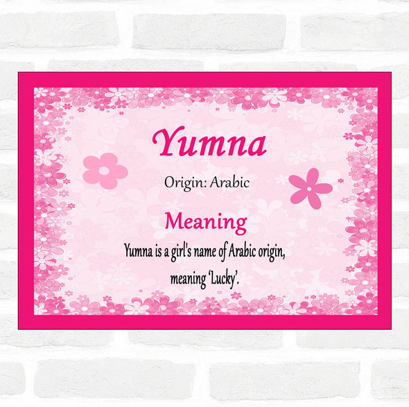Yumna Name Meaning Pink Certificate
