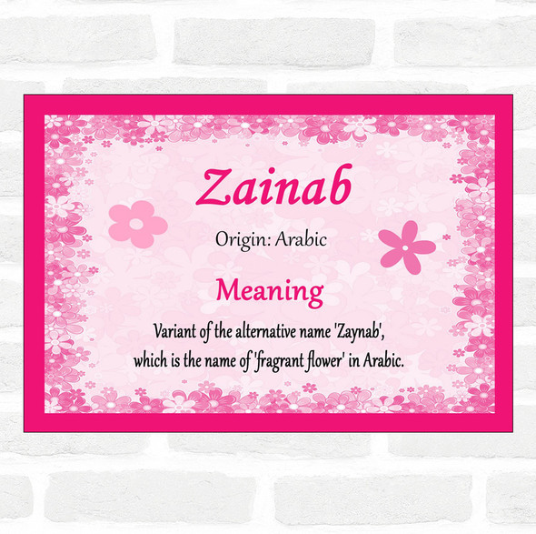 Zainab Name Meaning Pink Certificate