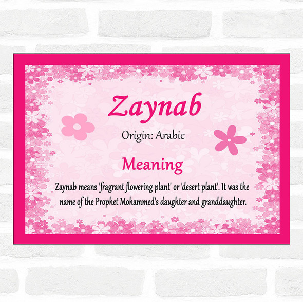 Zaynab Name Meaning Pink Certificate