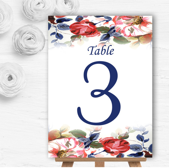 Pretty Blue Vintage Floral Personalised Wedding Table Number Name Cards