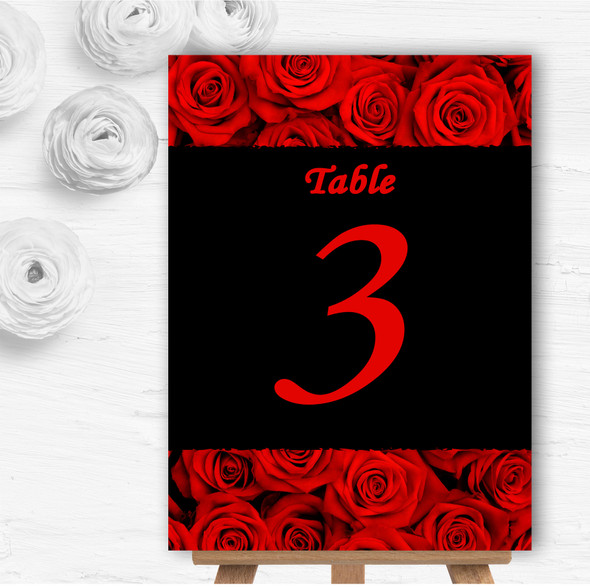 Gorgeous Deep Red Rose Personalised Wedding Table Number Name Cards