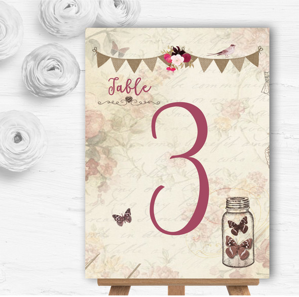 Rustic Parisian Style Personalised Wedding Table Number Name Cards