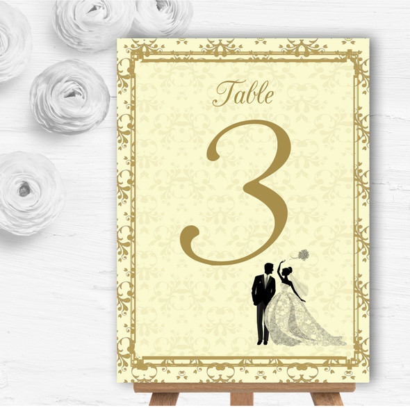 Gold Yellow Classic Personalised Wedding Table Number Name Cards